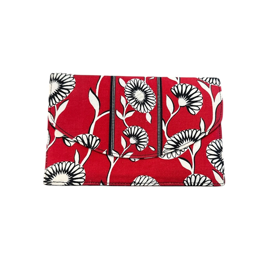 Vera Bradley Deco Daisy Floral Clutch Wallet Houndstooth Interior Envelope Snap‎